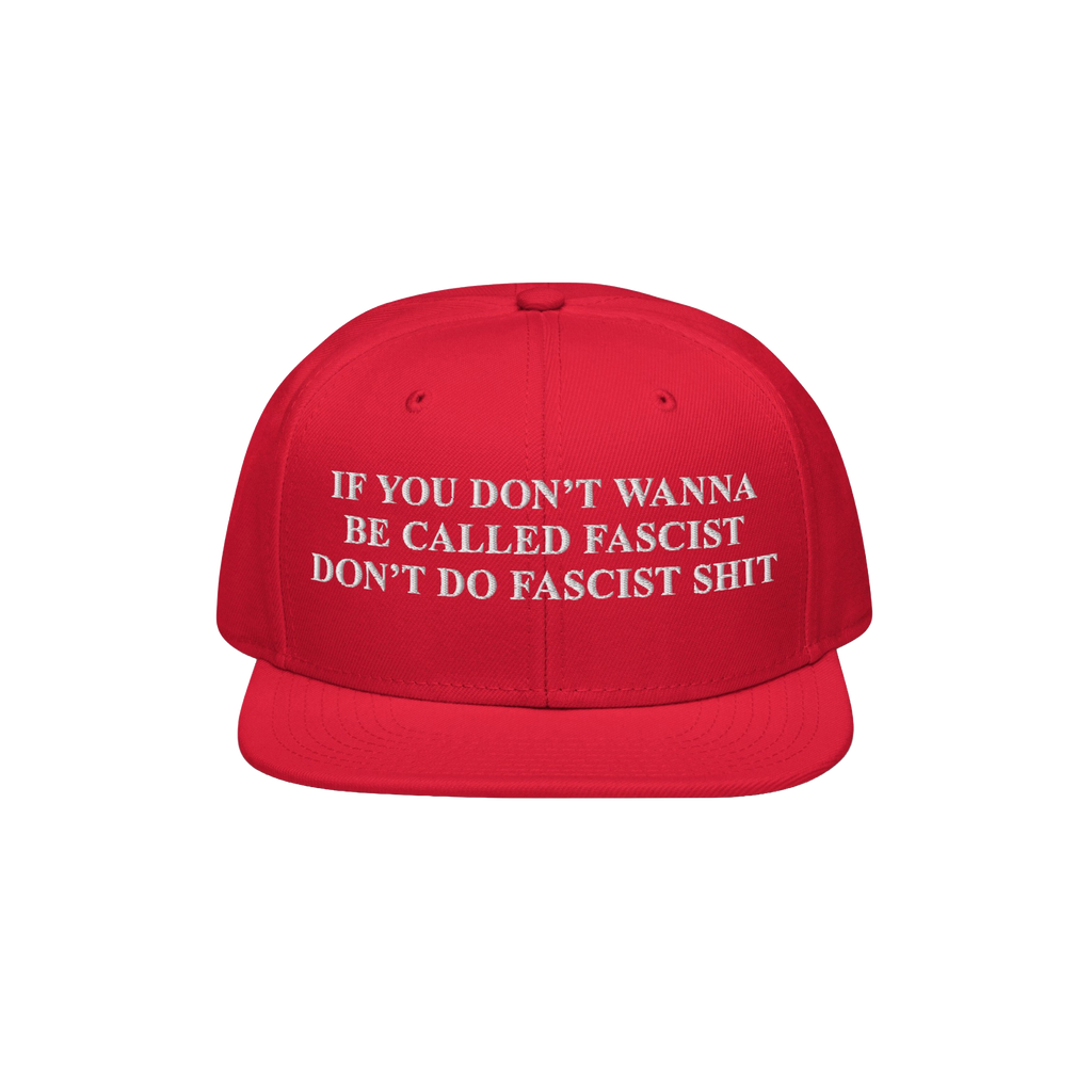 Anti-Fascist Retro Hat featuring bold, white embroidered text urging against fascism. This statement piece is designed for th