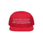 Anti-Fascist Retro Hat featuring bold, white embroidered text urging against fascism. This statement piece is designed for th