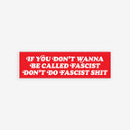 Anti-Fascist Retro Sticker & Magnet features bold white text on a red rectangle, set against a blurred protest scene, embodying a strong anti-fascist message for visible resistance on multiple surfaces.