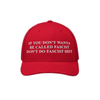Anti-Fascist Retro Hat featuring bold, white embroidered text advocating against fascism, perfectly embodying the spirit of a