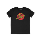 Black Anti Fascist Shirt featuring a bold red circle with ANTI FASCIST in yellow and POWER TO THE PEOPLE in small red text, e