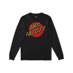 The Anti Fascist Shirt features a black long-sleeve T-shirt with a bold graphic: a red circle and slanted yellow ANTI FASCIST