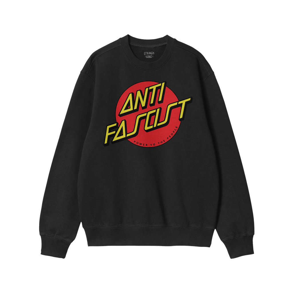 Anti Fascist Shirt featuring a bold red circle with yellow ANTI FASCIST text, and POWER TO THE PEOPLE slogan, embodying progr
