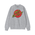 Anti Fascist Shirt: Unisex charcoal-gray sweatshirt with a bold red circle graphic on the chest, featuring yellow ANTI FASCIS