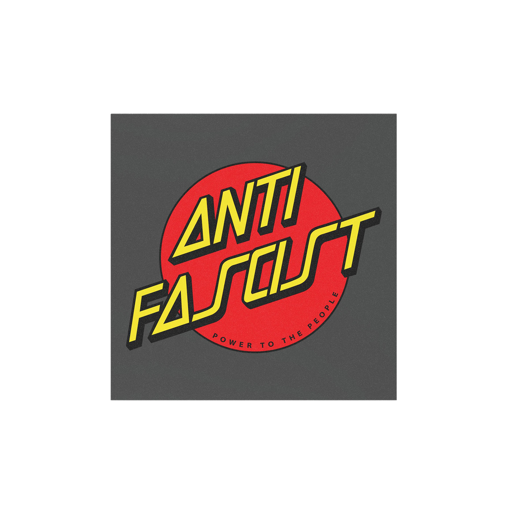 Anti Fascist Sticker & Magnet featuring a bold red circle with “ANTI FASCIST” in yellow-and-black text, expressing a stro