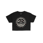 Brooklyn Anti-Fascist Union Women's Baby Tee features a distressed white gear logo with megaphone, broken chains, and raised 