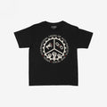 Texas Anti-Fascist Union Women's Baby Tee featuring a distressed, vintage-style graphic with a gear showing a megaphone, broken chain, and raised fists. Text reads International Union of Anti-Fascists, Texas Local 1845.