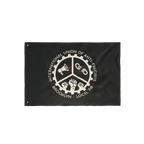 Brooklyn Anti-Fascist Union Flag featuring a central emblem with a megaphone, broken chain, and raised fists, symbolizing res
