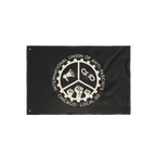 Custom Anti-Fascist Union Flag featuring a cog-wheel emblem with a megaphone, broken chain, and raised fists, accented by CHI