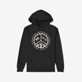 Texas Anti-Fascist Union Hoodie & Sweatshirt features a black pullover with an off-white and red graphic, showcasing protest symbols like a megaphone, broken chains, and raised fists within a gear-toothed ring.