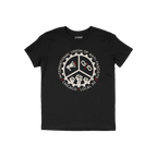 Custom Anti-Fascist Union Kids T-shirt featuring a distressed badge with megaphone, broken chains, and fists, symbolizing act