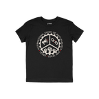 Custom Anti-Fascist Union Kids T-shirt featuring a circular emblem with a megaphone, broken chain, and raised fists, labeled 