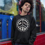 Custom Anti-Fascist Union Sweatshirt with gear emblem featuring a megaphone, broken chains, and raised fists. INTERNATIONAL UNION OF ANTI-FASCISTS and CHICAGO • LOCAL 3/2 encircle the design.