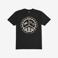 Brooklyn Anti-Fascist Union T-shirt featuring a distressed gear-shaped graphic with megaphone, broken chain, and raised fists, symbolizing borough pride and solidarity against fascism. Perfect for marches and community events.