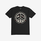 Chicago Anti-Fascist Union T-shirt features a distressed emblem with a cogwheel border, megaphone, broken chain, and fists, promoting solidarity with International Union of Anti-Fascists and Chicago • Local 312 text.