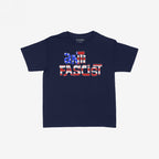 Anti-Fascist USA Women's Baby Tee features a bold “ANTI FASCIST” slogan with a stars-and-stripes motif, embodying defiance and activism with its striking, hand-drawn design. Perfect for making a statement.