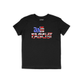 Anti Fascist USA Shirt featuring bold ANTI FASCIST text in American flag colors, laid flat. Ideal for rallies and activism, e