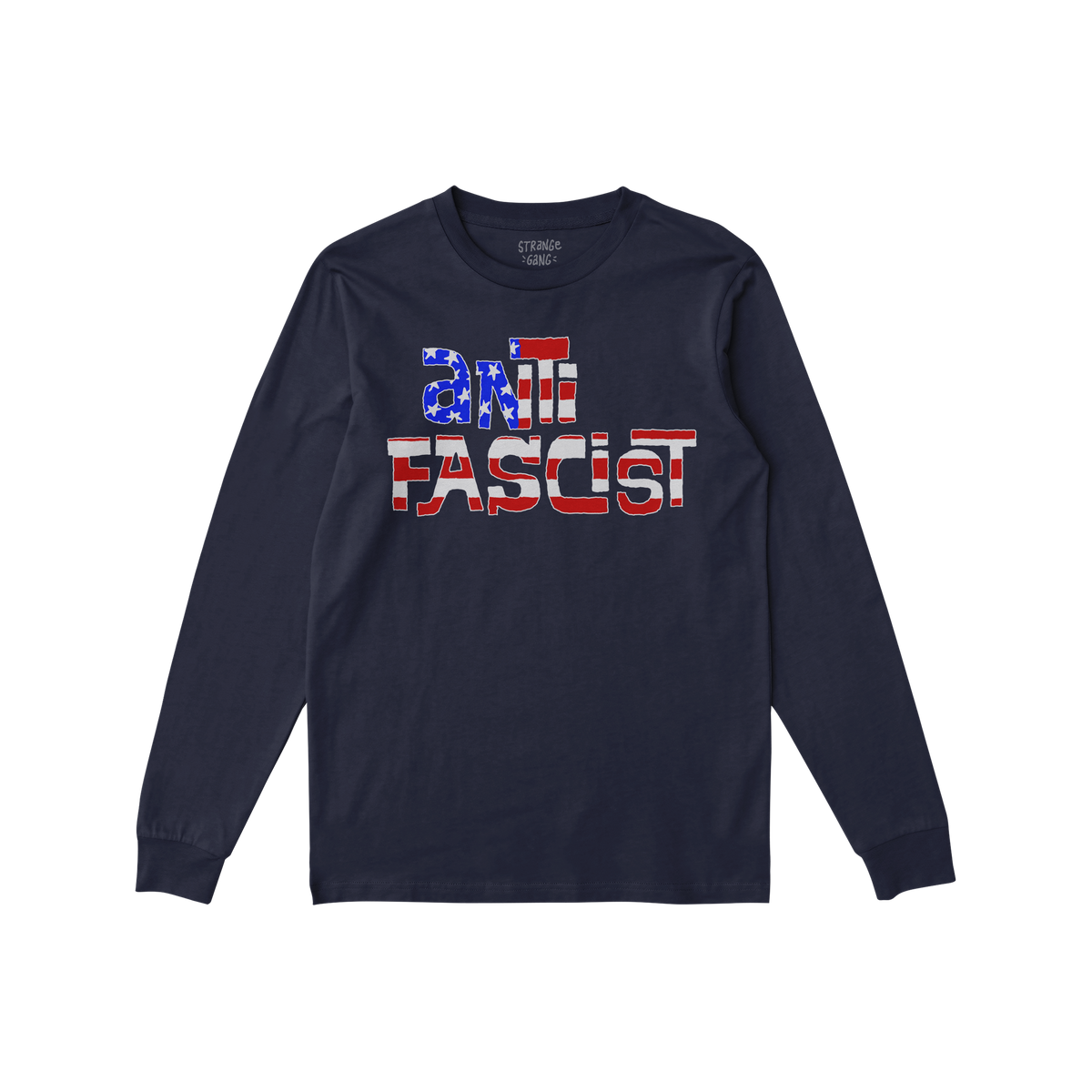Anti Fascist USA Shirt with an American-flag motif boldly displays anti FASCIST across the chest, symbolizing progressive res
