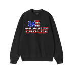 Anti Fascist USA Shirt: A black crewneck sweatshirt featuring ANTI FASCIST in distressed stars-and-stripes lettering, symboli