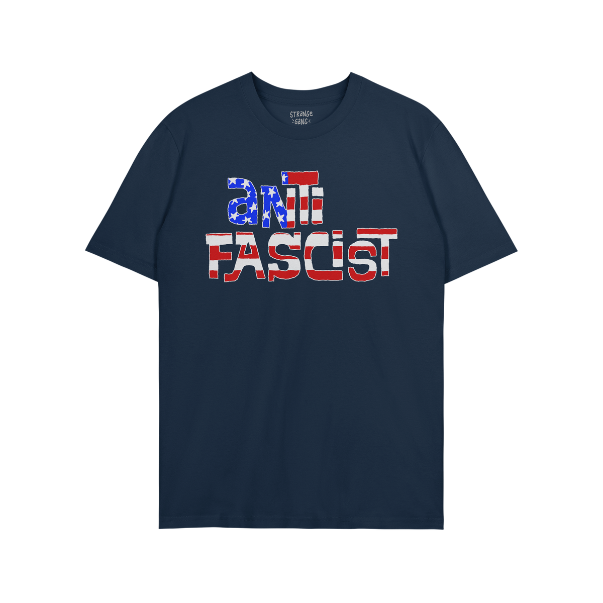 Anti Fascist USA Shirt with distressed red, white, and blue ANTI FASCIST print, symbolizing defiance against fascism and hate