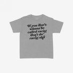 Anti-Racist Women's Baby Tee EU features a heather-gray design with a bold black slogan demanding action against racism, embodying empowerment and activism in a fitted, cropped style.