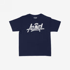 Atlanta Handstyle Women's Baby Tee features a navy-blue design with a white graffiti-style Animal graphic, capturing Atlanta's street art vibe, perfect for expressing individuality and city pride.