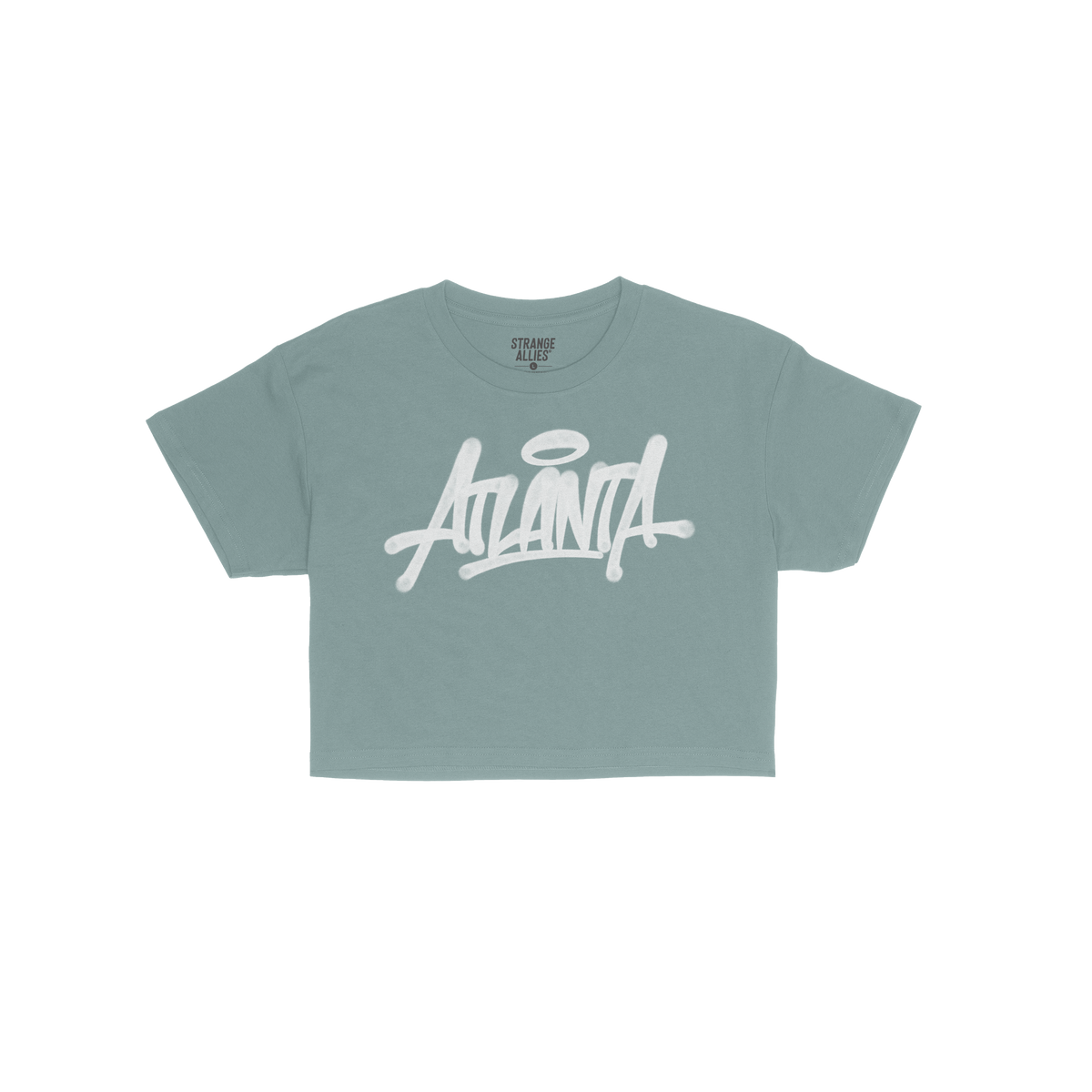 Atlanta Handstyle Women's Baby Tee features a navy-blue design with a white graffiti-style Animal graphic, capturing Atlanta'