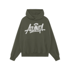 Atlanta Handstyle Hoodie featuring a graffiti-style Atlanta graphic across the chest, with a kangaroo pocket and drawstring h
