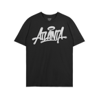 Atlanta Handstyle T-shirt featuring a graffiti-style Atlanta logo with a halo accent, reflecting street art culture. The bran