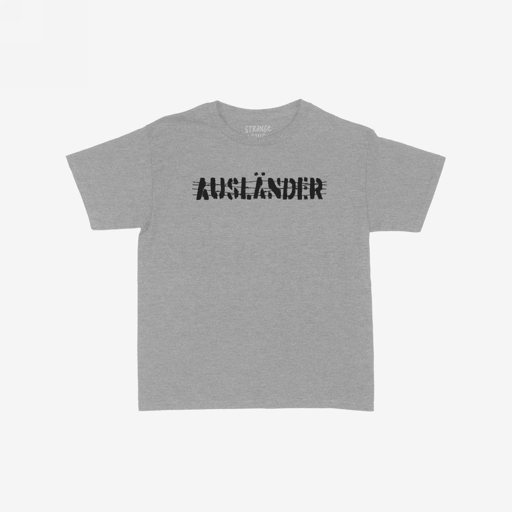Ausländer Women's Baby Tee features a bold graphic of the word AUSLÄNDER struck through, symbolizing defiance. This tight, cropped tee reclaims identity with style and strength.
