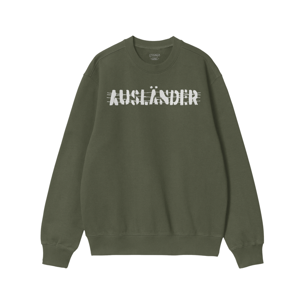 Ausländer Hoodie & Sweatshirt featuring a white, distressed stencil AUSLÄNDER across the chest, symbolizing resistance and 