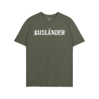 Ausländer T-shirt with a white distressed AUSLÄNDER print, symbolizing defiance and solidarity. Perfect for those challengi