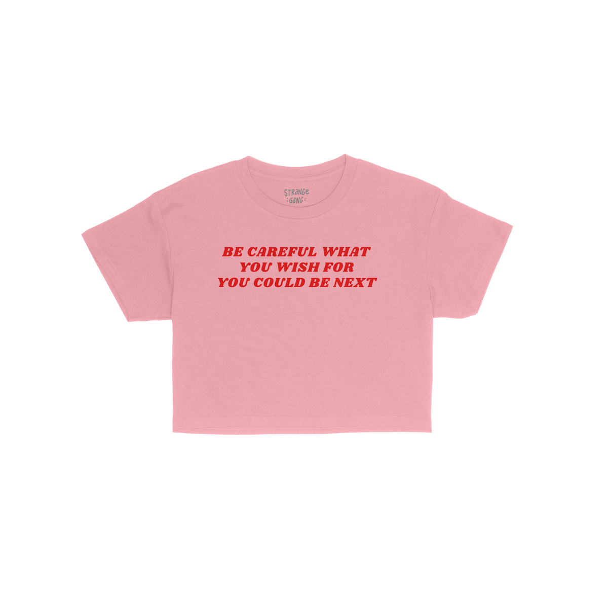 Be Careful Women's Baby Tee featuring bold white text urging caution against authoritarianism, perfect for protest or everyda