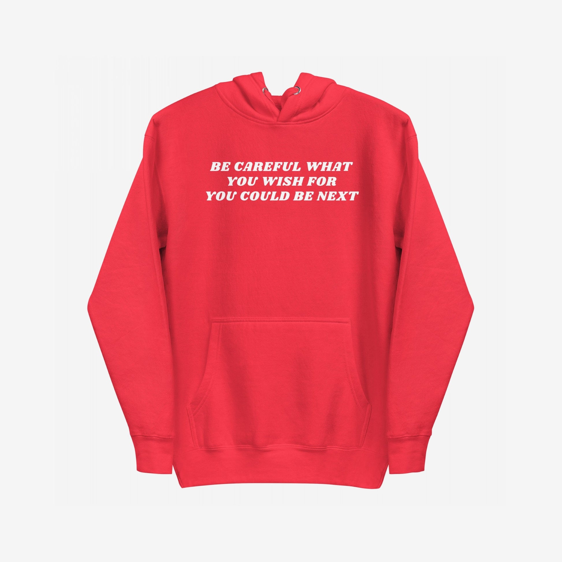 The Be Careful Hoodie & Sweatshirt features bold white text across the chest, urging vigilance against authoritarianism. Ideal for those embracing modern rebellion and standing for equality.