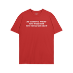 Be Careful Shirt with bold slogan against authoritarianism printed on chest, embodying a Y2K style and activist spirit. Perfe