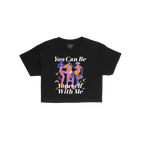 Be Yourself Women's Baby Tee featuring vibrant dancers with boombox, musical notes, and affirming text. Perfect for expressin
