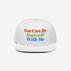 Be Yourself Hat with a flat brim and colorful embroidered slogan, embodying inclusivity and self-expression. Perfect for those who embrace individuality and support equality.