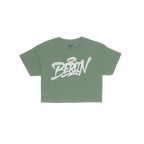 Berlin Handstyle Women's Baby Tee featuring a bold, graffiti-inspired “BERLIN” graphic in white spray-paint style across 