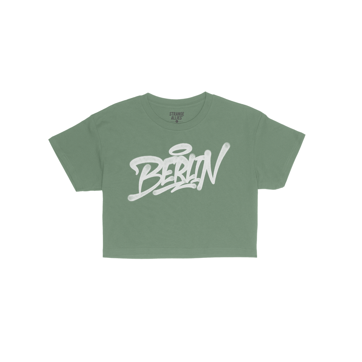 Berlin Handstyle Women's Baby Tee featuring a bold, graffiti-inspired “BERLIN” graphic in white spray-paint style across 