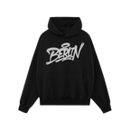Berlin Handstyle Hoodie: Black pullover with graffiti-style Berlin text, kangaroo pocket, and drawstrings, embodying street a