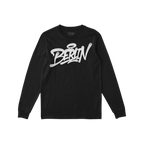 Berlin Handstyle T-shirt by Strange Allies, featuring bold graffiti-style Berlin text in white on a black, long-sleeve tee. L