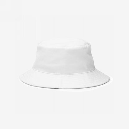 Bucket Hat In Custom Colors, featuring a plain white design with a rounded, flat top and a 2.25 downward-sloping brim, ideal for showcasing your protest or progressive message.