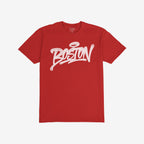 Boston Handstyle T-shirt featuring Boston in white graffiti script across the chest, embodying bold city pride. The crew-neck tee is part of an edgy, expressive apparel line upholding equality and diversity.