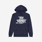 Bronx Handstyle Hoodie & Sweatshirt showcases a dark-navy hoodie with a white graffiti THE BRONX script, embodying raw borough pride and resilience, perfect for NYC winter adventures and sports fans.
