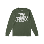 Forest-green Bronx Handstyle T-shirt with white graffiti-style THE BRONX lettering, embodying urban pride and bold expression