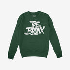 Bronx Handstyle Hoodie & Sweatshirt features a forest-green crewneck with a white, graffiti-style THE BRONX graphic, embodying raw borough pride and resilience for NYC enthusiasts and locals.