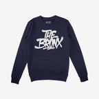 Navy-blue Bronx Handstyle Hoodie & Sweatshirt with “THE BRONX” in white graffiti font, embodying urban pride and resilience suitable for NYC winters, reflecting the store's values of equality and support.