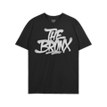 Bronx Handstyle T-shirt featuring bold white graffiti-style THE BRONX text on black fabric, embodying raw borough pride. Perf