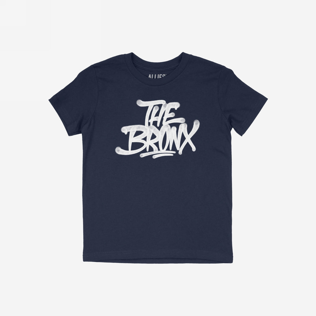 Bronx Handstyle T-shirt featuring a white graffiti-style THE BRONX logo, ideal for showcasing borough pride. Perfect for sports fans, nightlife enthusiasts, and locals. A bold NYC tribute tee.