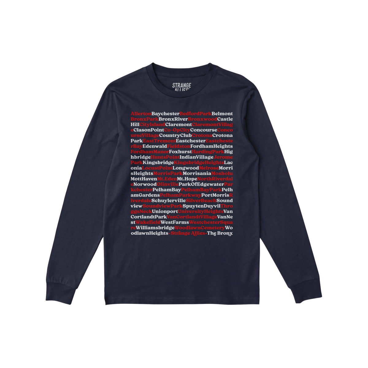 Bronx Neighborhoods Long Sleeve T-shirt